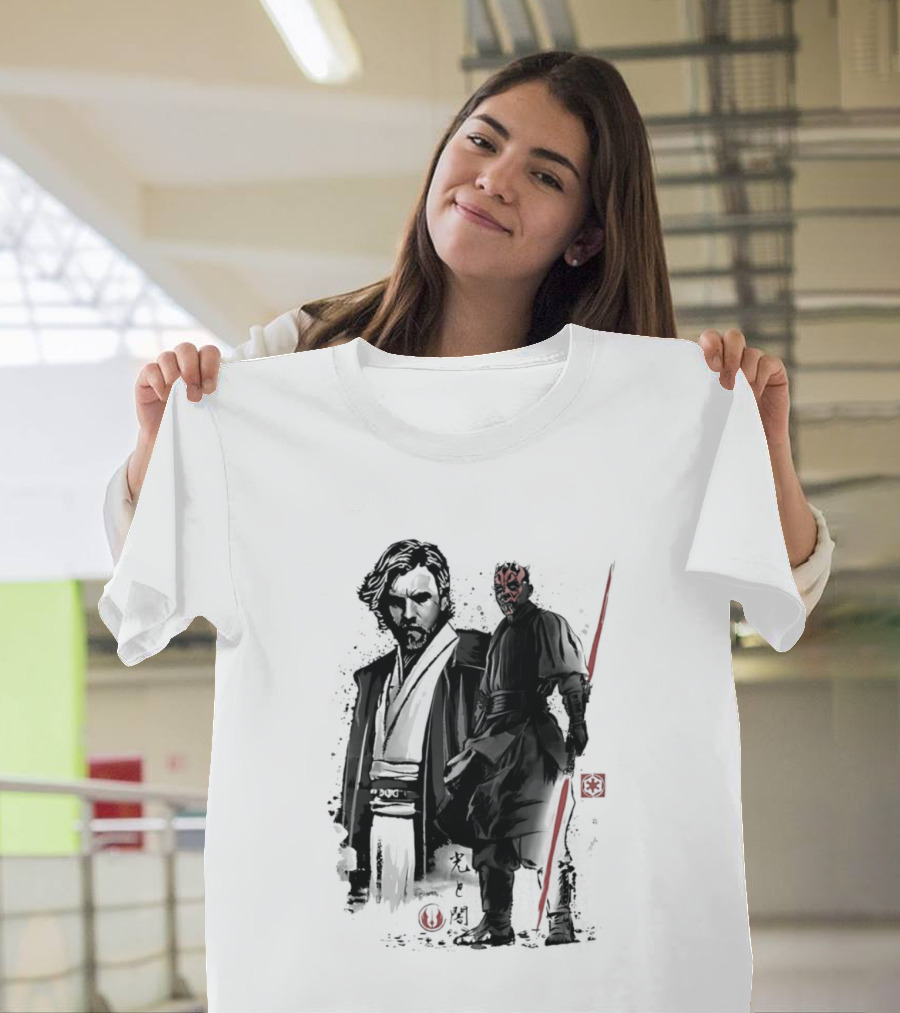 Fueled By Hatred And Revenge Obi Wan Kenobi Darth Maul Japanese Sumi E T-Shirt