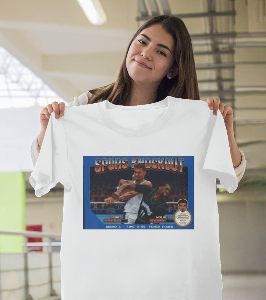 Original Spurs Knockout Official Wemby Spurs Vs Wolves Round 1 Time Punch Power T-Shirt