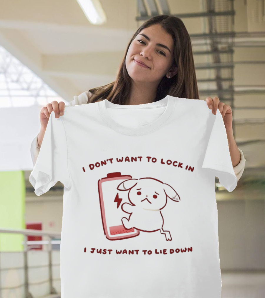 Peakychu I Don't Want To Lock In I Just Want To Lie Down Low Battery Dog T-Shirt