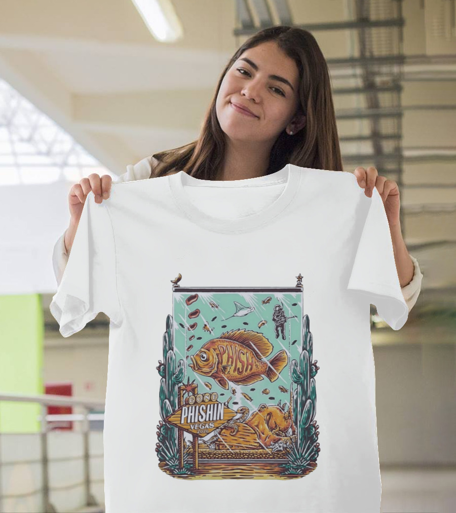 Gone Phishin Vegas 2026 Colorful Fish And Cactus Scene T-Shirt