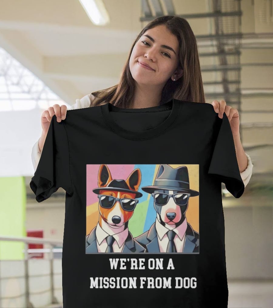 Basenji Dog Black Suit Mission From Dog Sunglasses And Hats T-Shirt