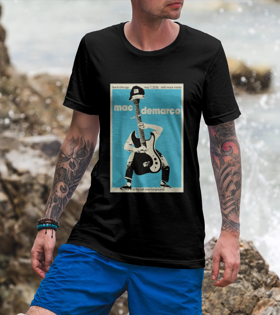 Mac Demarco Live In Chicago May 7 2026 At The Salt Shed Fairgrounds With Mock Media T-Shirt
