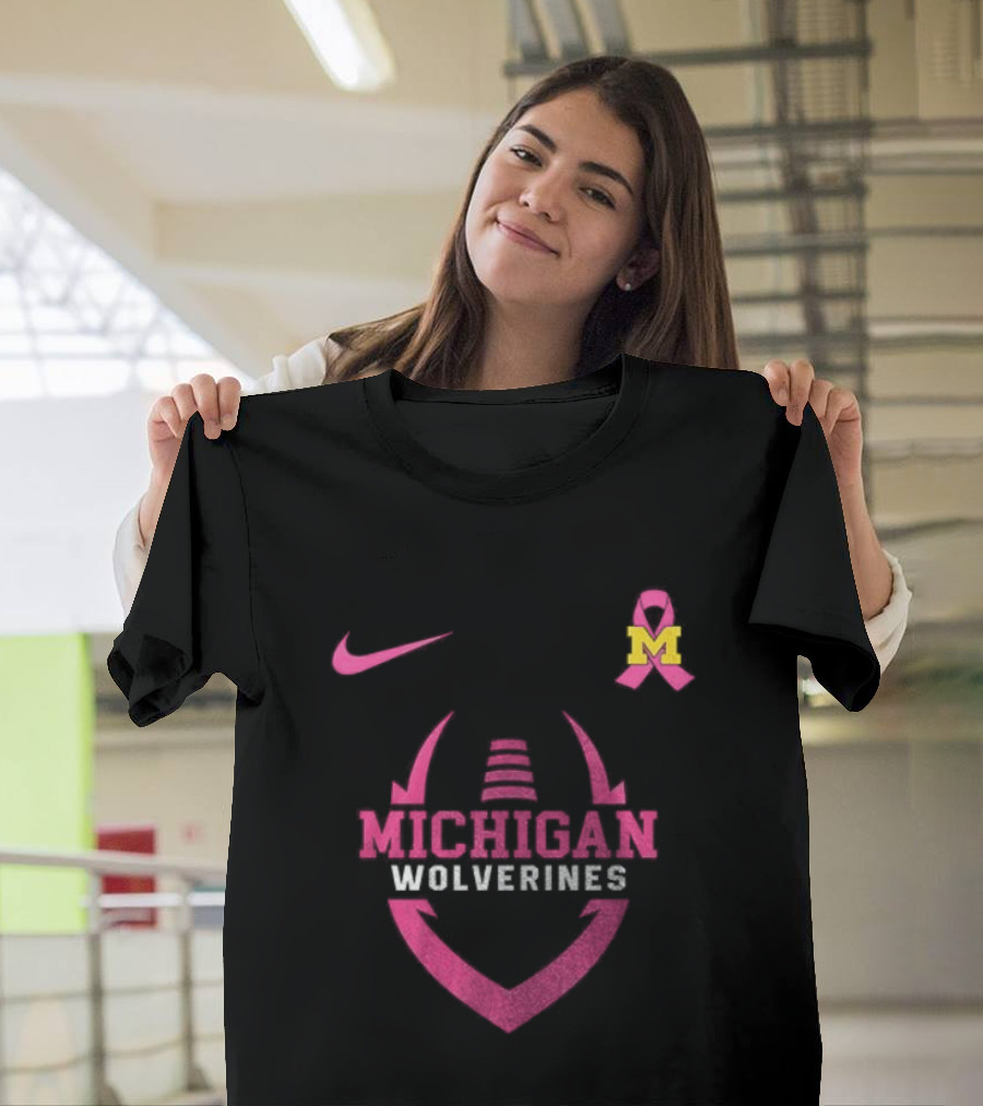 Michigan Wolverines Pink Out Real Fans Wear Pink Nike M T-Shirt