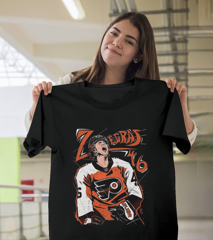 Zegras 46 Philadelphia Flyers Hockey Bauer Sports T-Shirt