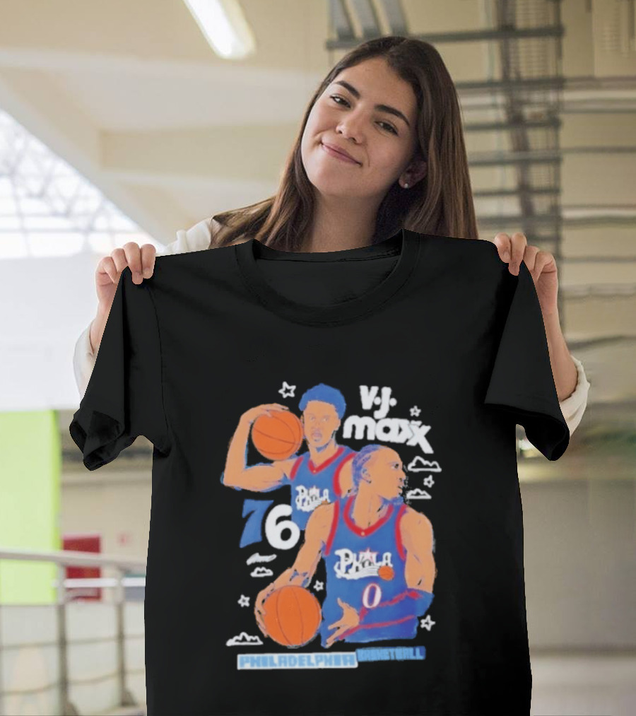 Vj Maxx Philadelphia 76ers Basketball Cartoon Nba 2026 T-Shirt