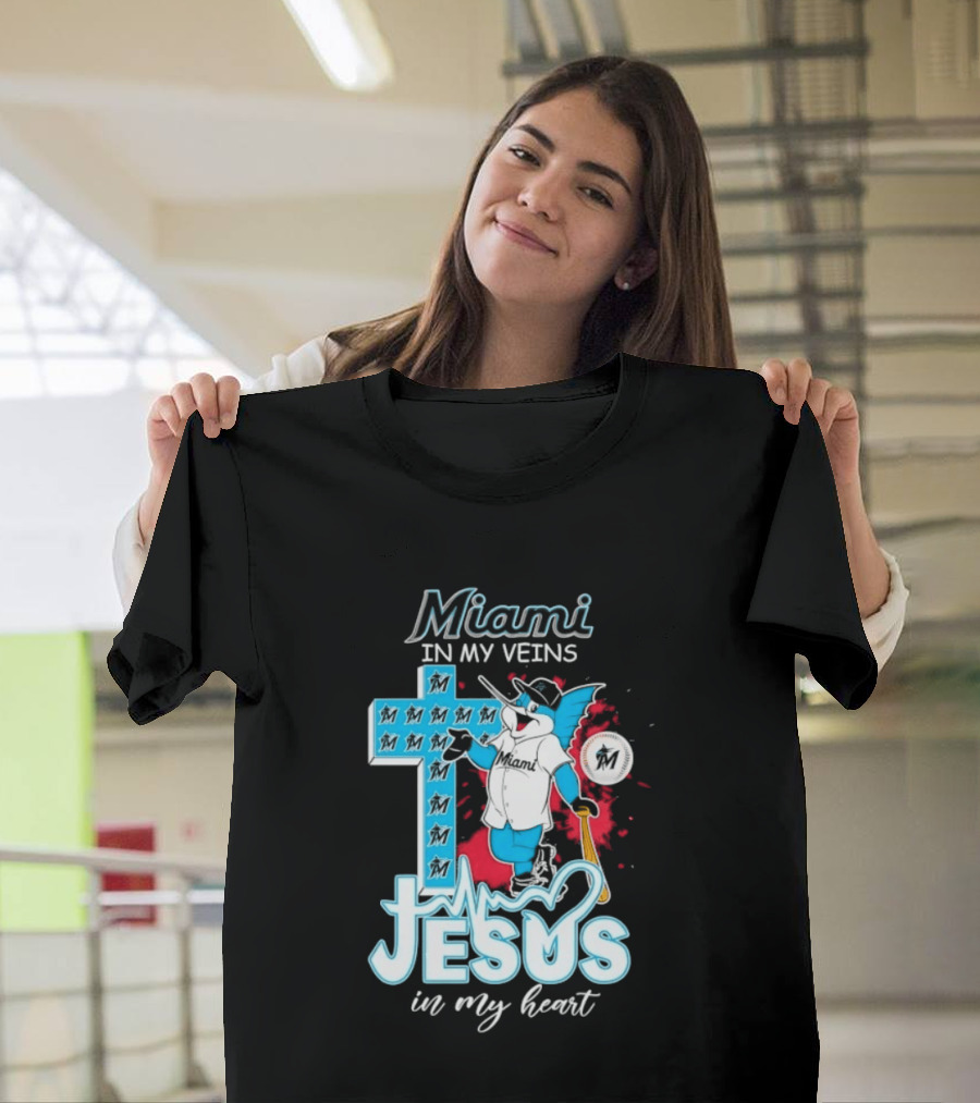 Miami Marlins Billy The Marlin Jesus In My Heart T-Shirt