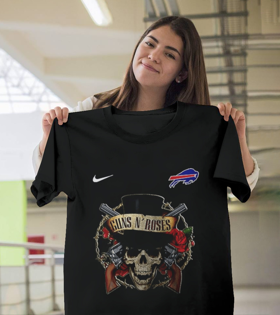 Buffalo Bills Guns N' Roses Skull Top Hat NFL Nike T-Shirt
