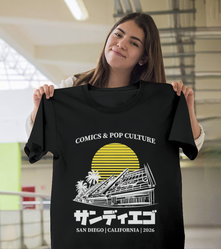 Comics And Pop Culture San Diego California 2026 Yellow Sun Palm Trees Japanese T-Shirt