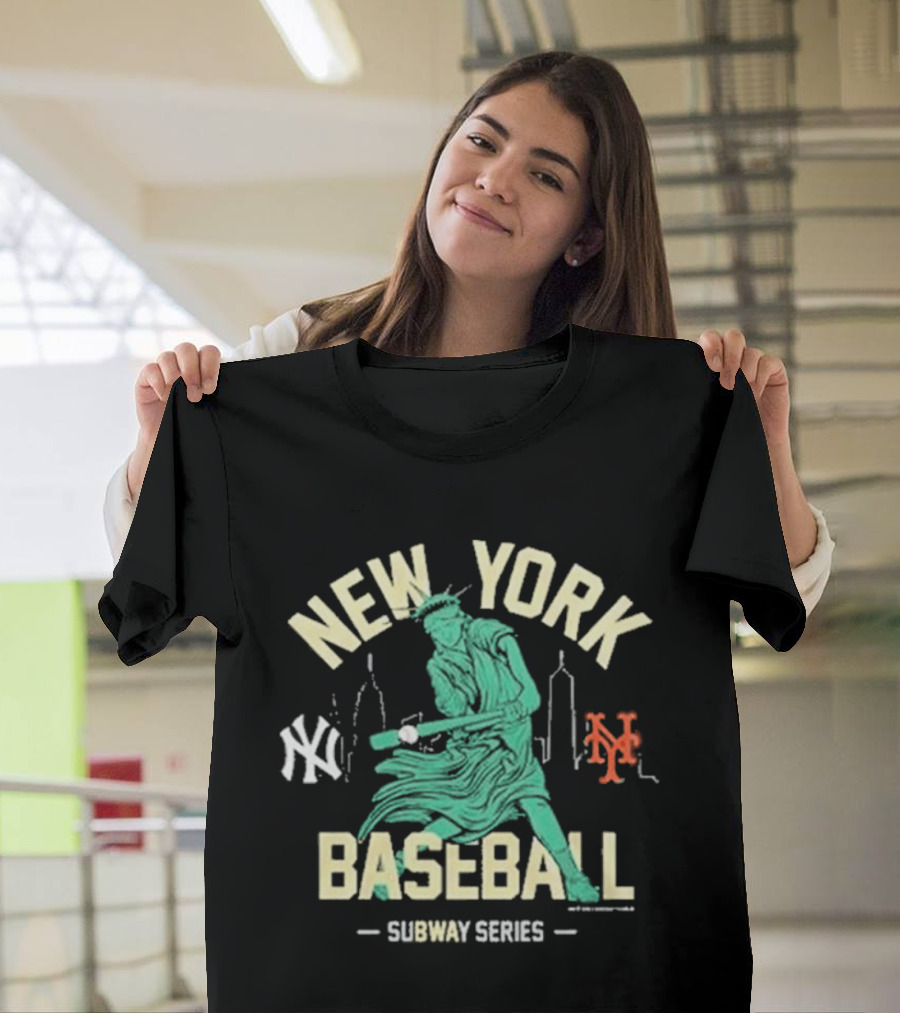 New York Baseball 2026 Subway Series Yankees Mets Statue Liberty T-Shirt