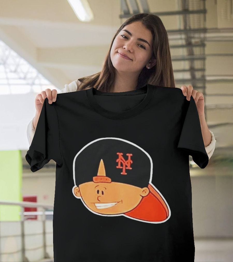 New York Mets Cartoon Kid Smiling Team Hat T-Shirt