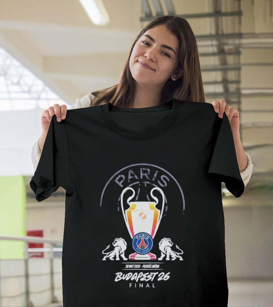 PSG Paris Saint Germain Budapest 2026 UCL Final Trophy T-Shirt