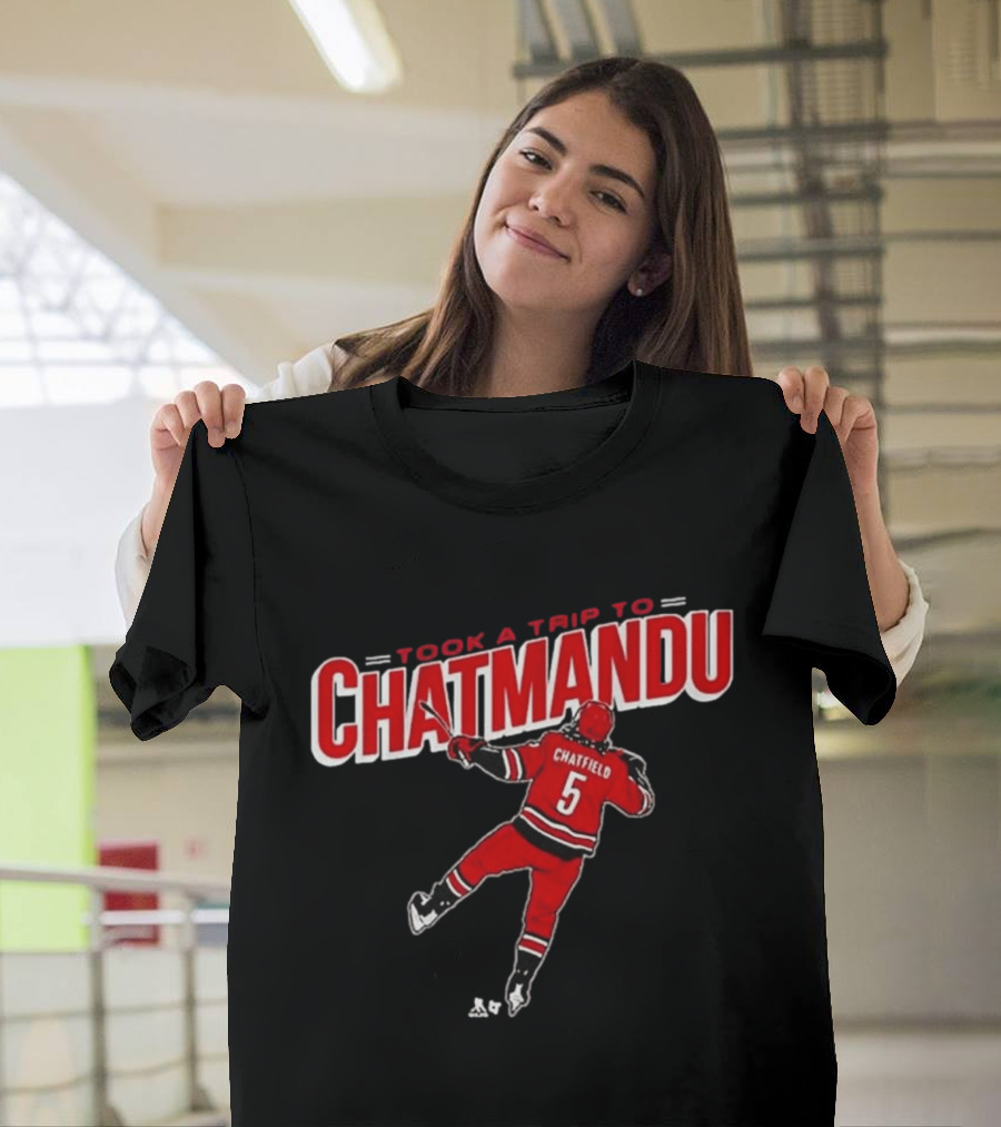 Took A Trip To Chatmandu Chatfield 5 Red Hockey T-Shirt