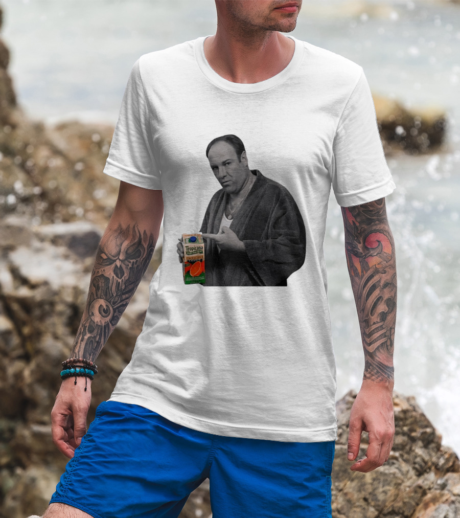 The Sopranos Tony Soprano Holding Tropicana Pure Premium Orange Juice T-Shirt