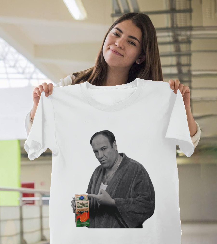 The Sopranos Tony Soprano Holding Tropicana Pure Premium Orange Juice T-Shirt
