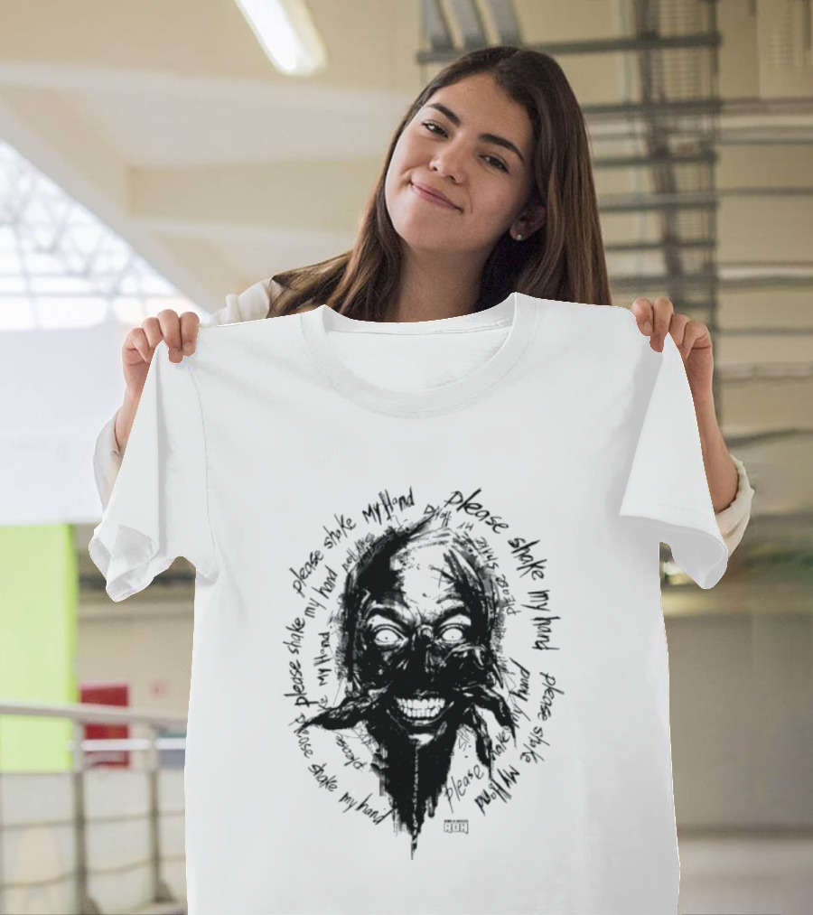Lio Rush Please Shake My Hand Skull Monster Rugged Handwritten T-Shirt