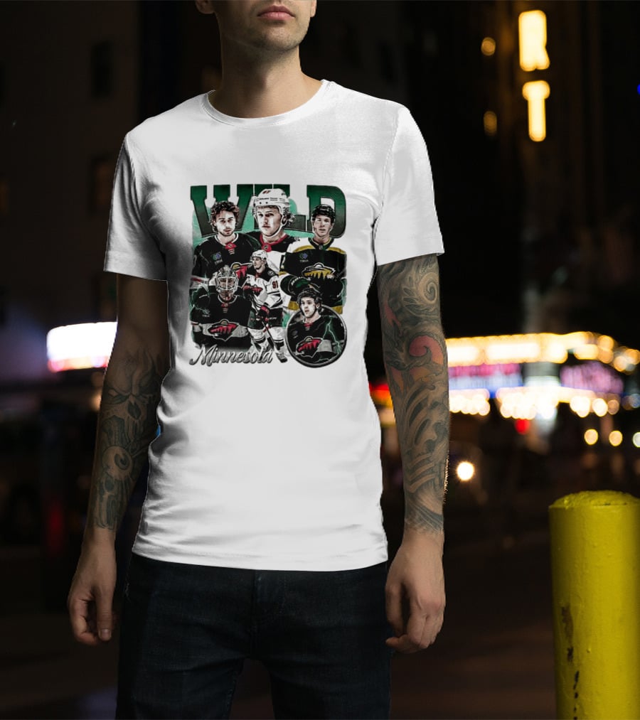 Minnesota Wild Ice Hockey Players Bootleg Comfort T-Shirt