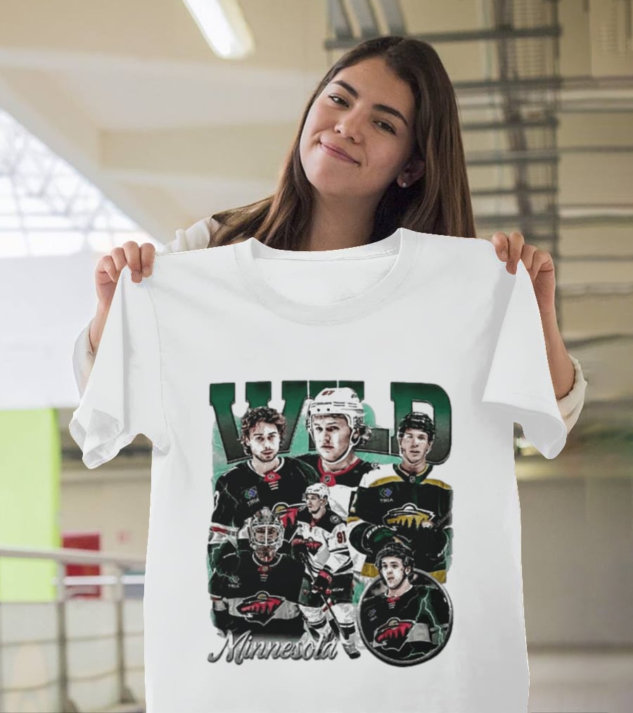 Minnesota Wild Ice Hockey Players Bootleg Comfort T-Shirt