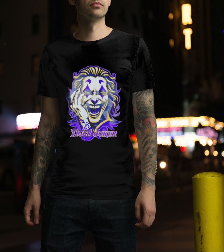 Tiger Joker Mischievous Grin Purple Aura T-Shirt