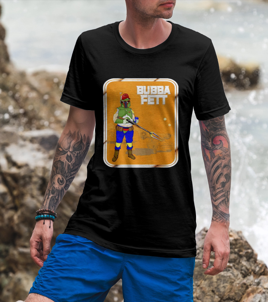 Bubba Fett Cartoon Camper And Spaceship T-Shirt