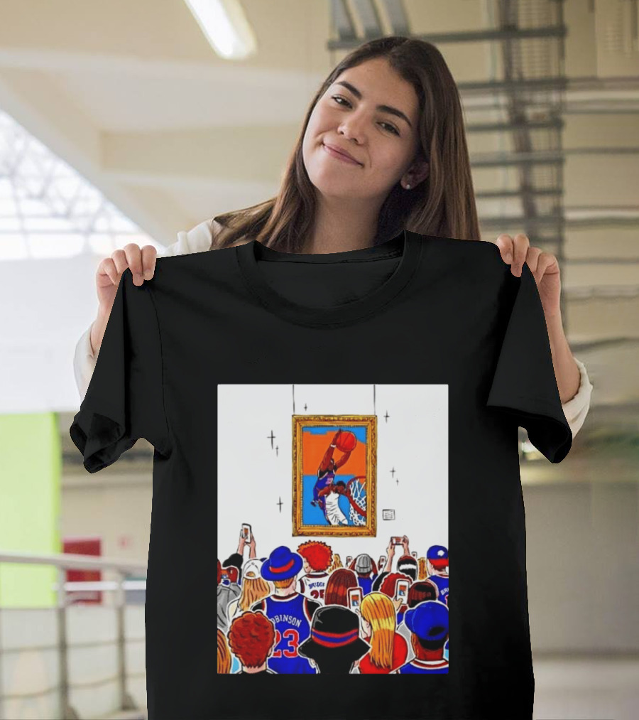 Mitchell Robinson New York Knicks Dunk Over Joel Embiid Crowd T-Shirt