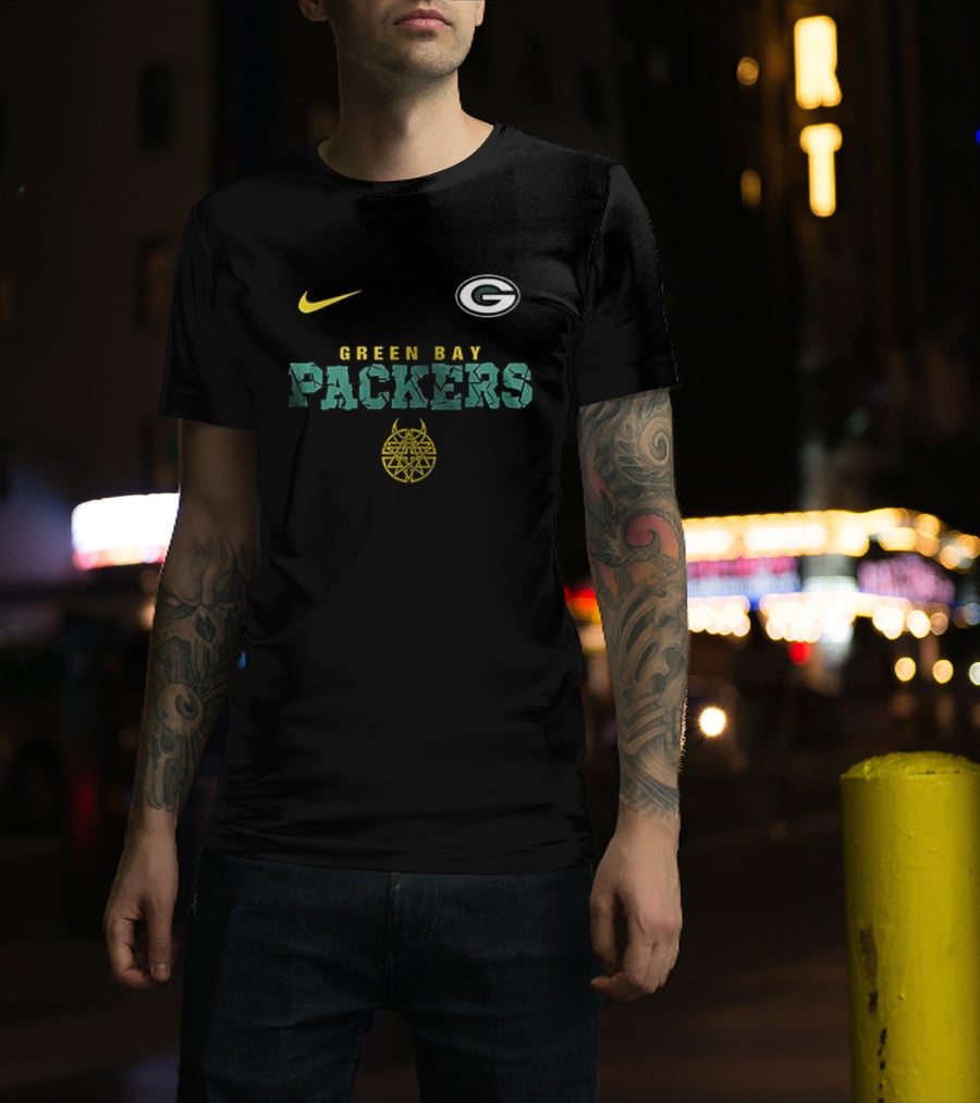 Nike Green Bay Packers Disturbed Down With The Sickness Collaboration T-Shirt