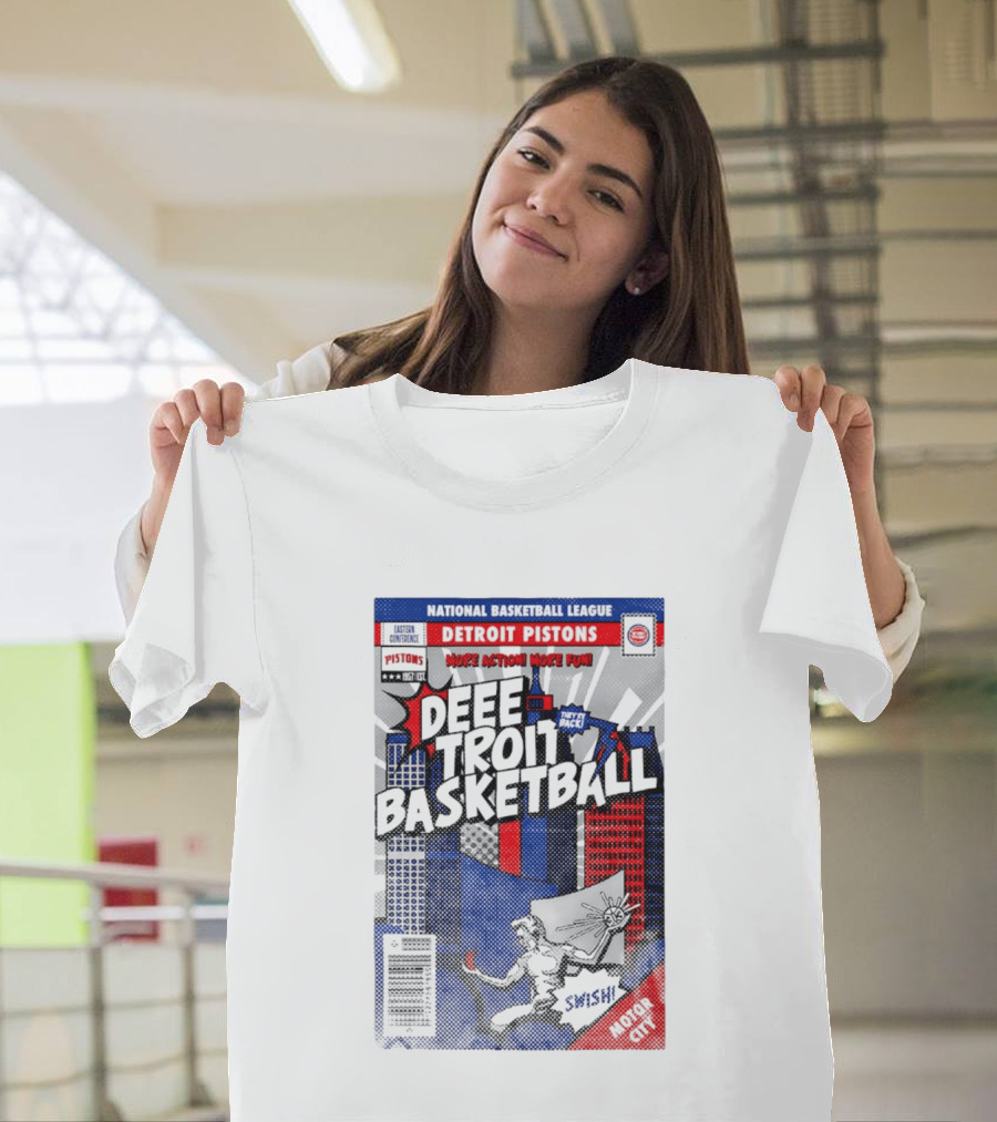 National Basketball League Detroit Pistons Deee Troit Basketball Motor City Comic Cover T-Shirt