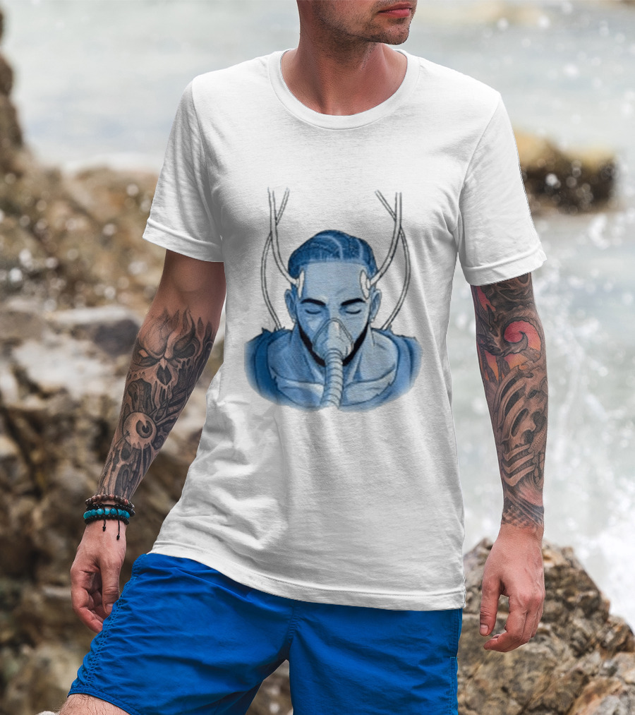 Reaven Leggenda Futuristic Masked Figure With Antlers T-Shirt