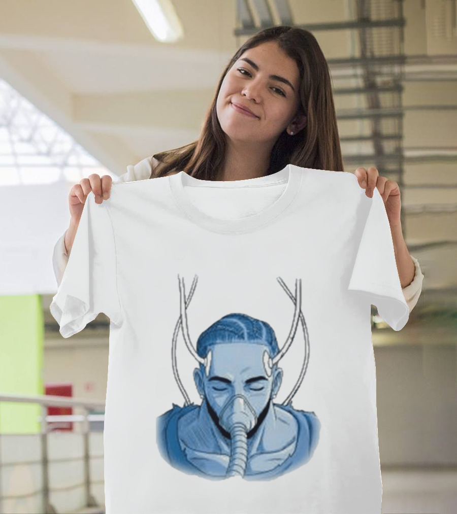 Reaven Leggenda Futuristic Masked Figure With Antlers T-Shirt