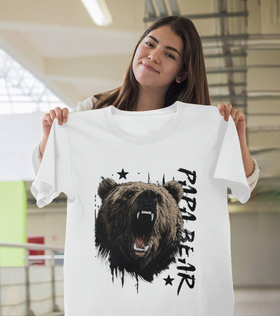 Roaring Grizzly Bear Papa Bear Fierce Wildlife Expression T-Shirt