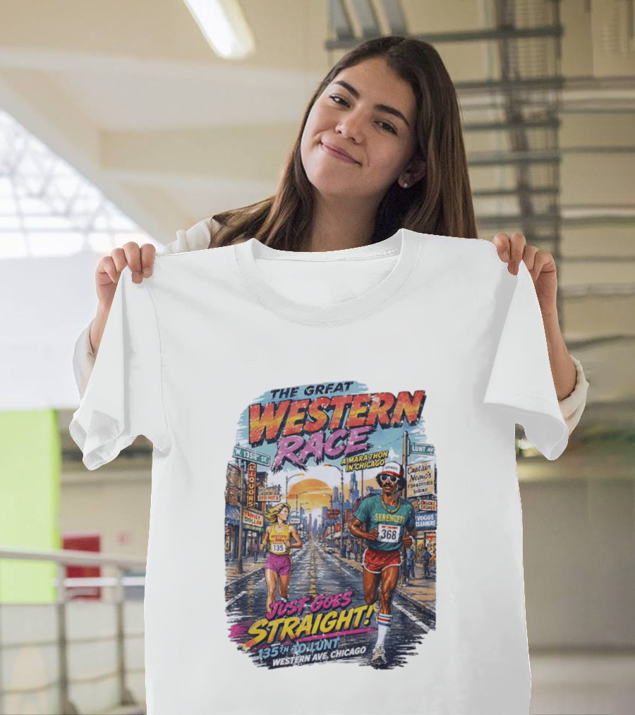 The Great Western Race Marathon Chicago 135th To Lunt Western Ave T-Shirt