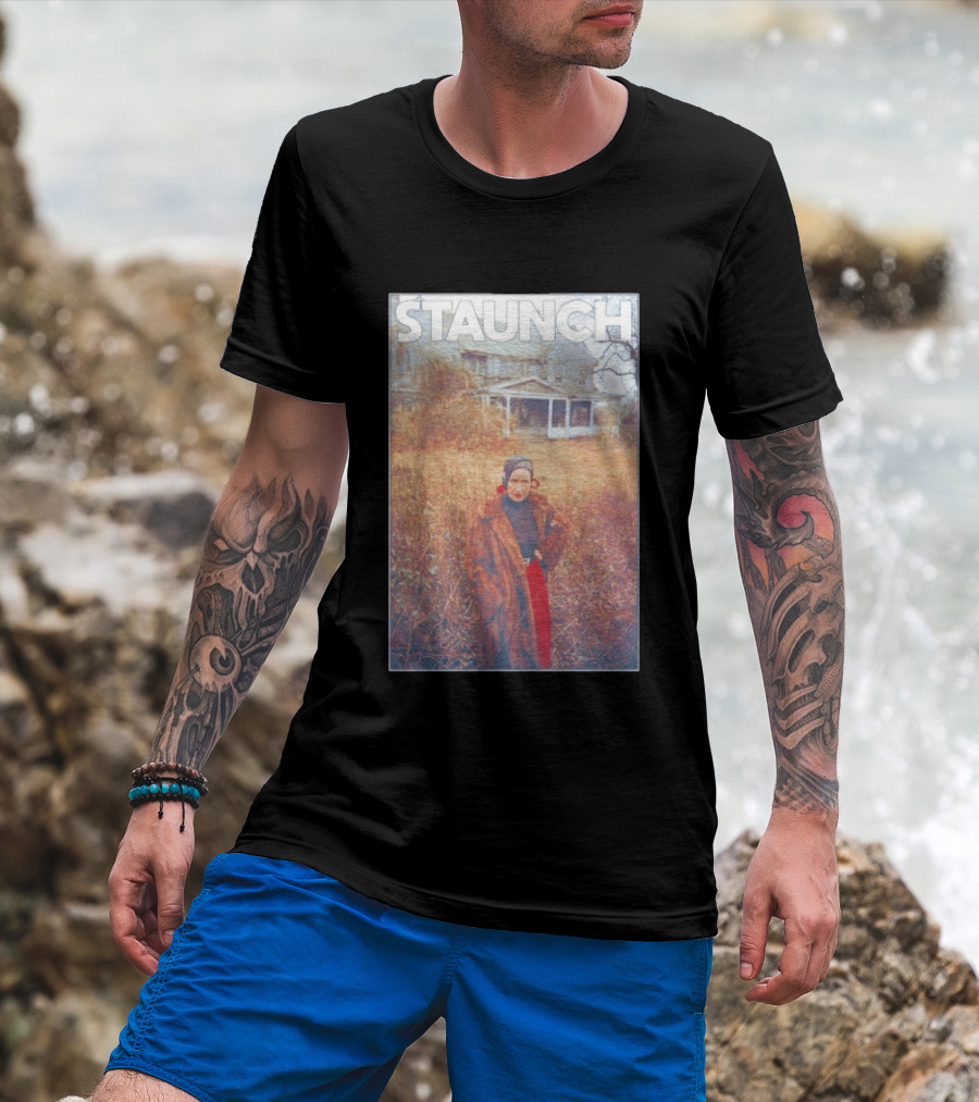 STAUNCH Vintage Fur Coat Homestead Scene T-Shirt