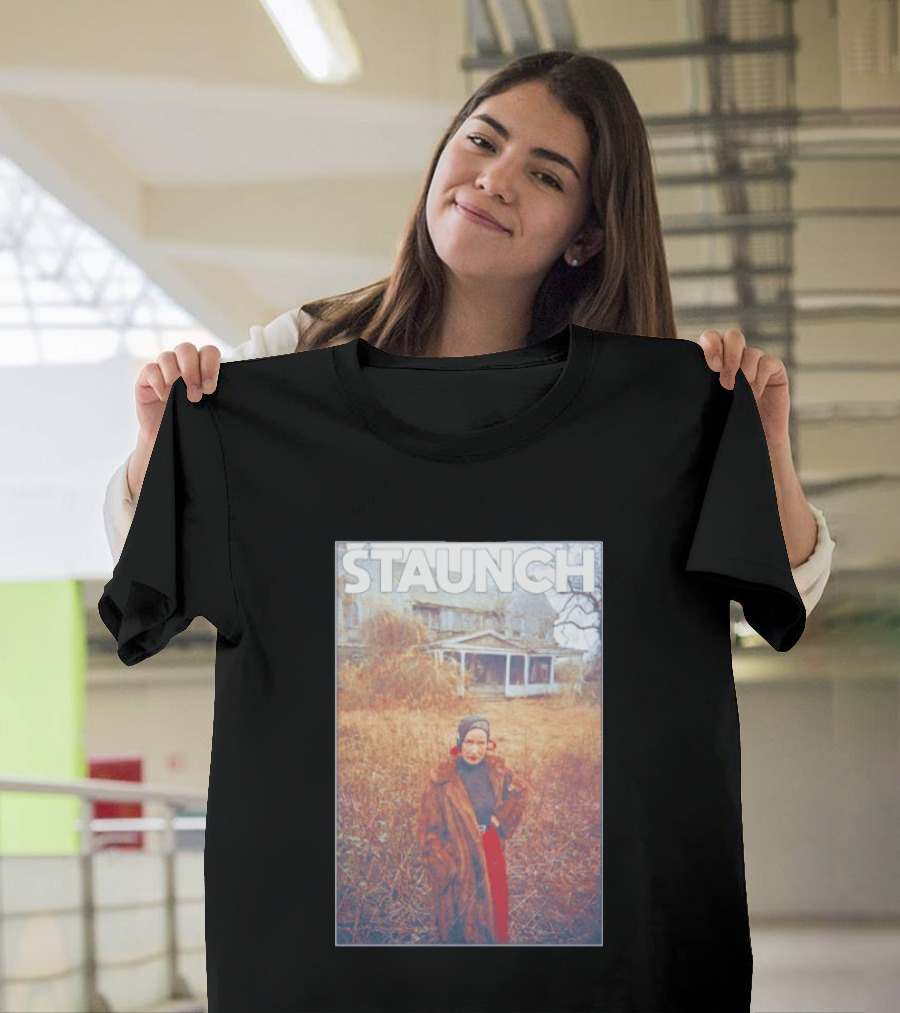 STAUNCH Vintage Fur Coat Homestead Scene T-Shirt