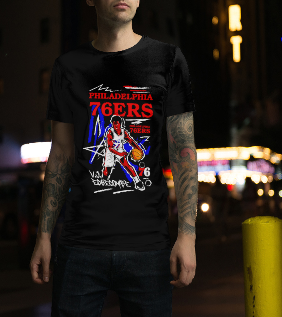 Philadelphia 76ers VJ Edgecombe Chalked Up Player Name Number 6 T-Shirt