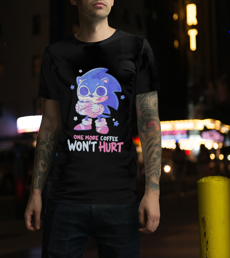 Sonic Hedgehog One More Coffee Won't Hurt Cartoon T-Shirt