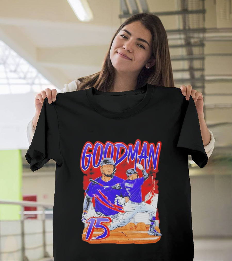 Goodman Baseball Action And Number 15 Illustration Euphoria Rise T-Shirt