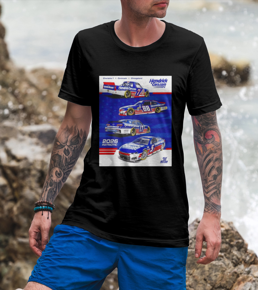 Hendrick Motorsports 2026 Patriotic NASCAR Cars Coronado Chicagoland T-Shirt