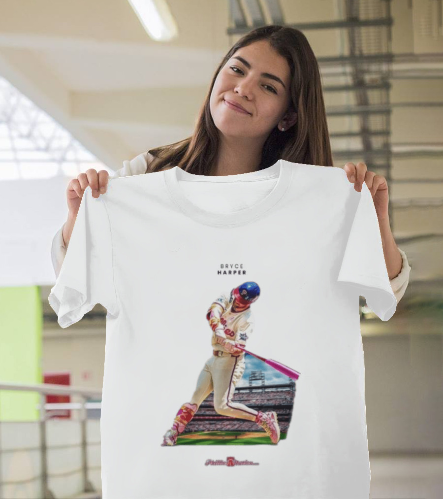 Bryce Harper Philadelphia Phillies Baseball Action Stadium Scene T-Shirt