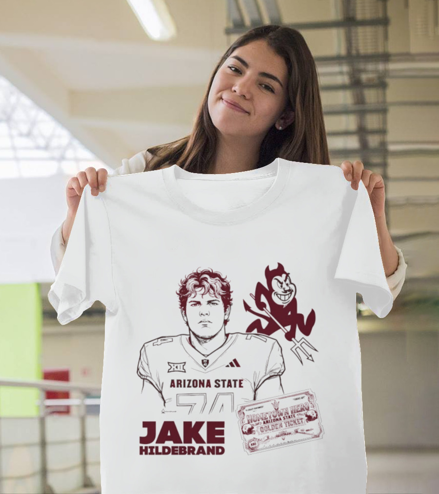 Jake Hildebrand Arizona State Sun Devils Football 74 Hometown Hero Golden Ticket T-Shirt