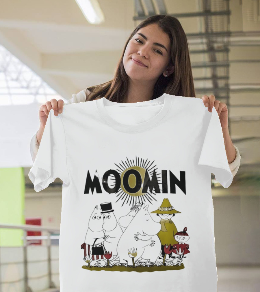 Moomin Family In Sunshine Cartoon Gathering T-Shirt