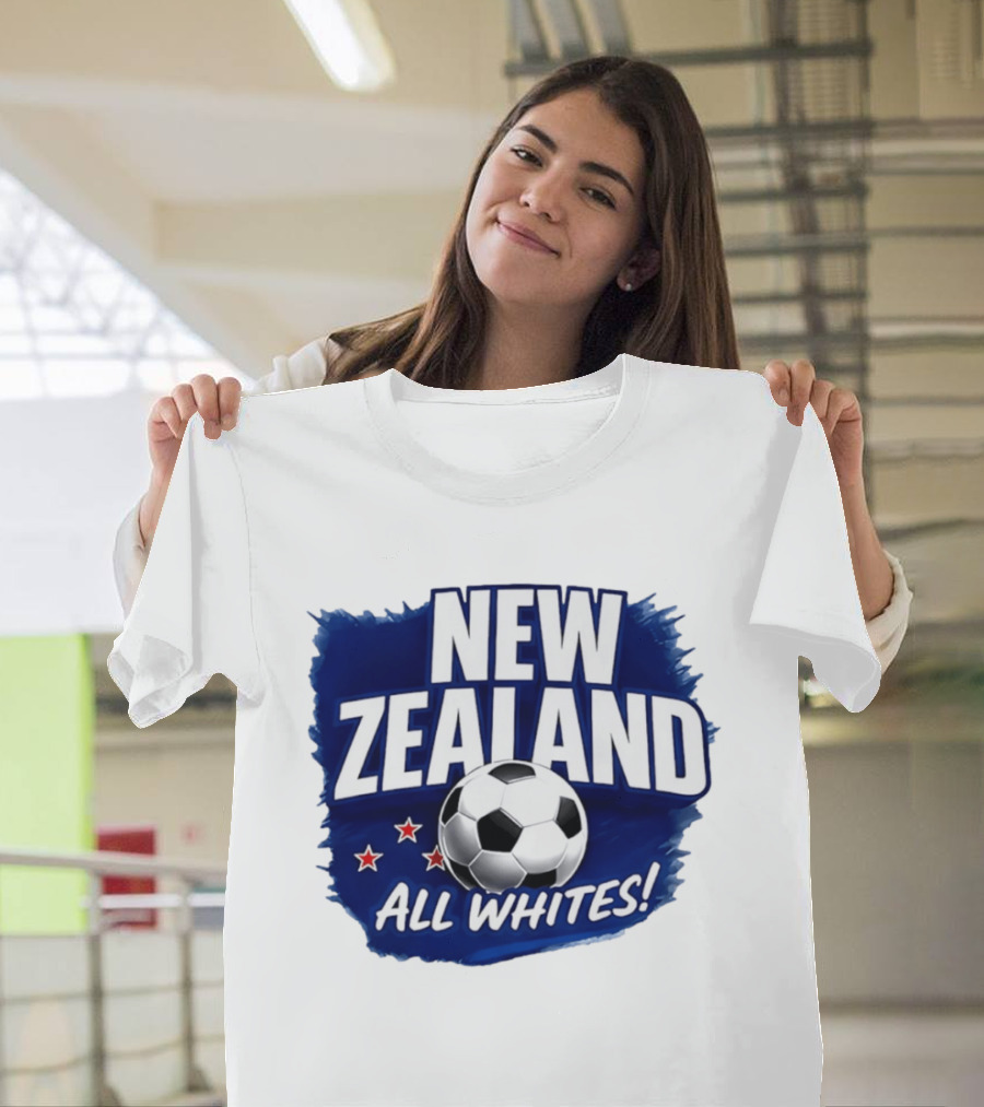 New Zealand All Whites Soccer Team Stars And Ball T-Shirt
