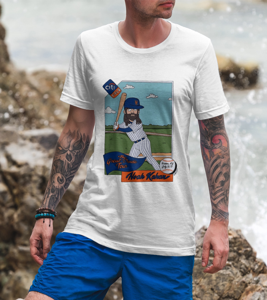 Noah Kahan The Great Divide Tour Citi Field New York Mets Cartoon Baseball July 18 19 T-Shirt
