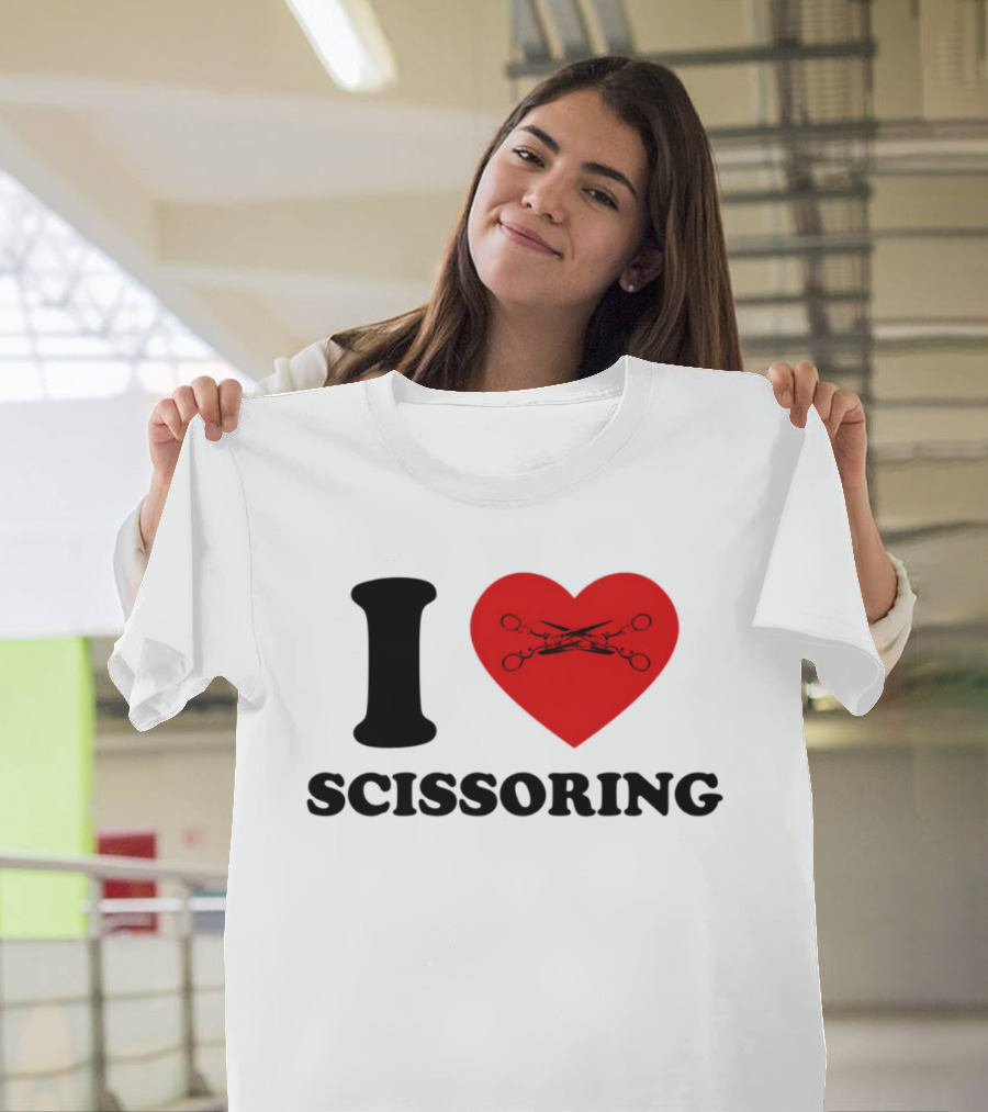I Love Scissoring Heart With Crossed Scissors T-Shirt