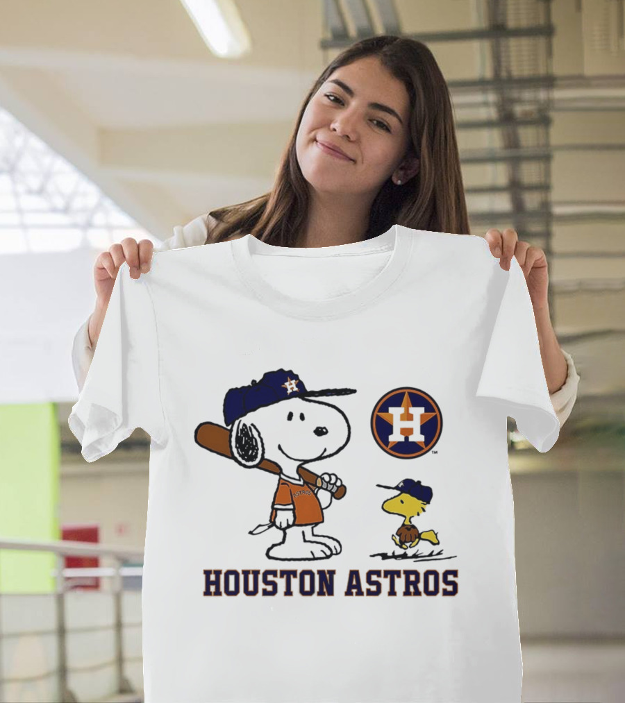 Snoopy Woodstock Houston Astros Baseball Peanuts 2025 T-Shirt