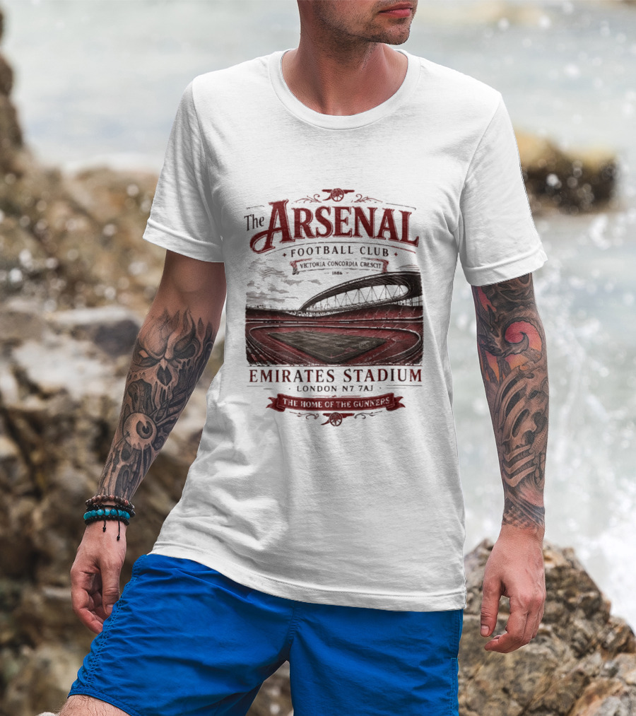 Arsenal Football Club Emirates Stadium London N7 7AJ Victoria Concordia Crescit Established 1886 Home Of The Gunners T-Shirt
