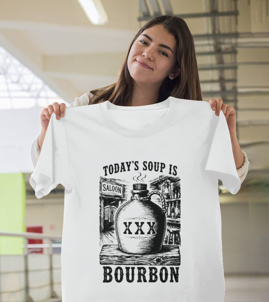 Today's Soup Is Saloon XXX Bourbon Vintage Western Barrel T-Shirt