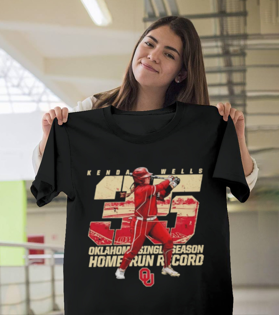 Kendall Wells 35 Oklahoma Single Season Home Run Record OU T-Shirt