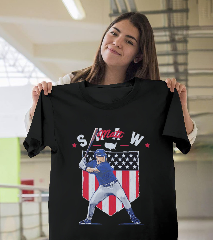 Matt Shaw Stars Stripes Chicago Cubs Baseball T-Shirt