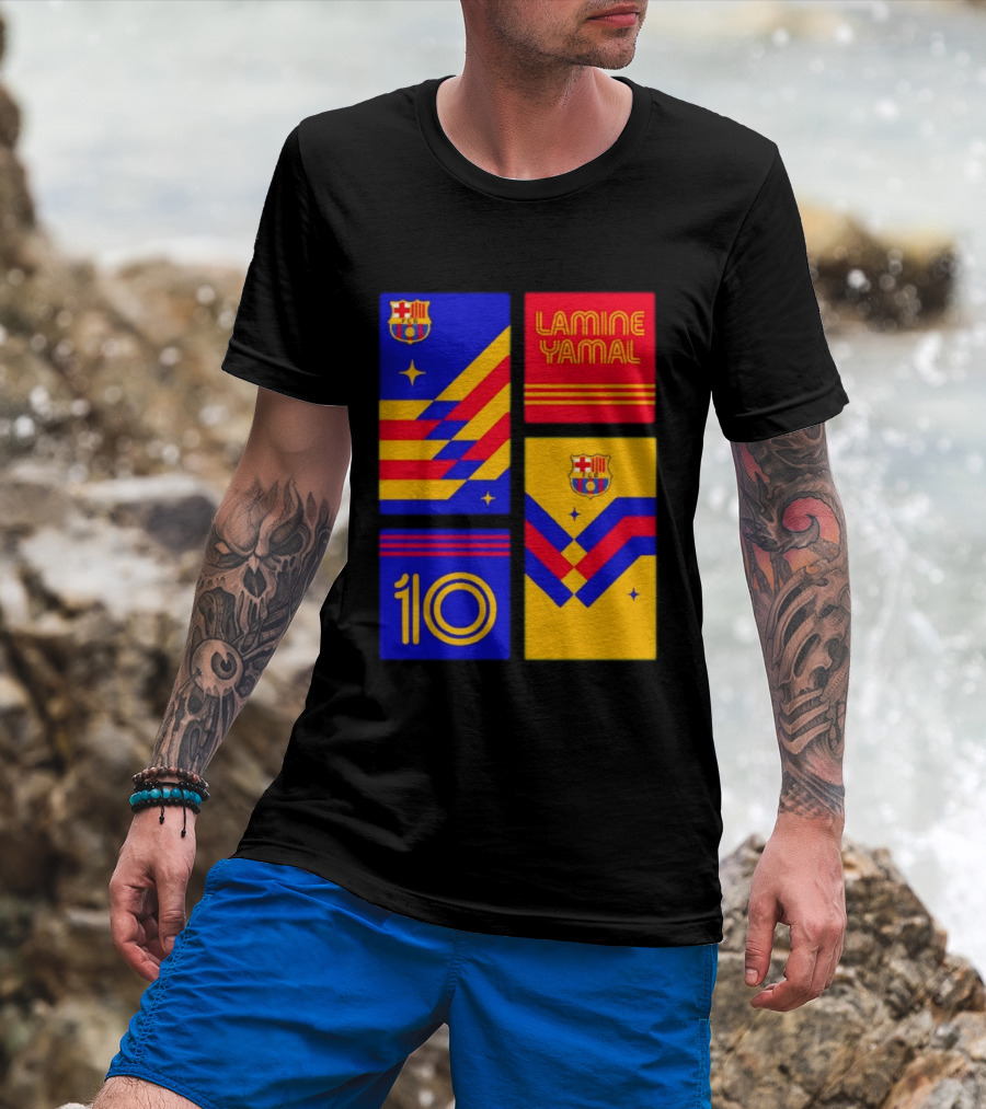 FC Barcelona Lamine Yamal 10 Vibes With Team Colors And Crest T-Shirt