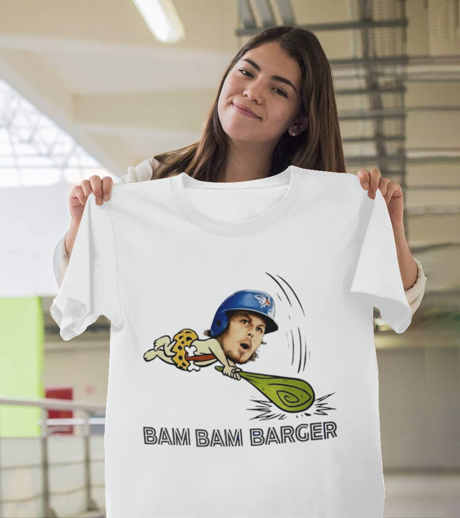 Bam Bam Barger Blue Jays Baseball Cartoon Helmet Bat T-Shirt