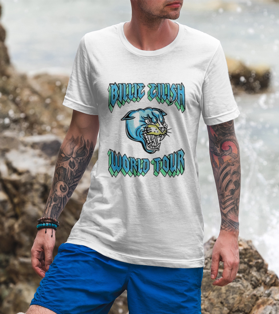 Billie Eilish World Tour Blue Panther Head T-Shirt